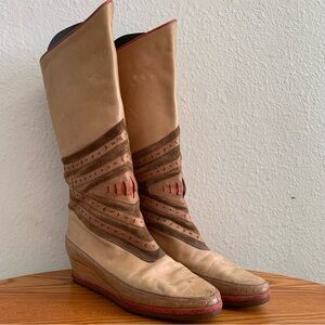 Vintage 1970s Pollini Wedge Leather Boots